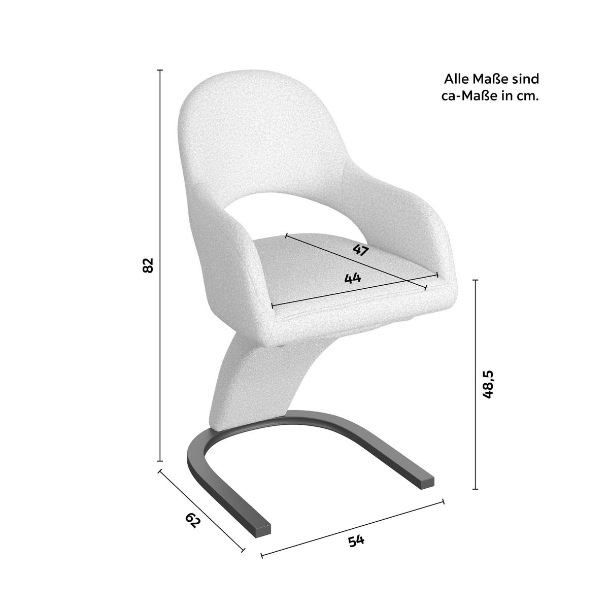 Armlehnstuhl Aria Creme Bouclé Gepolstert - Creme/Schwarz, MODERN, Holz/Textil (54/82/62cm) - Bessagi Home