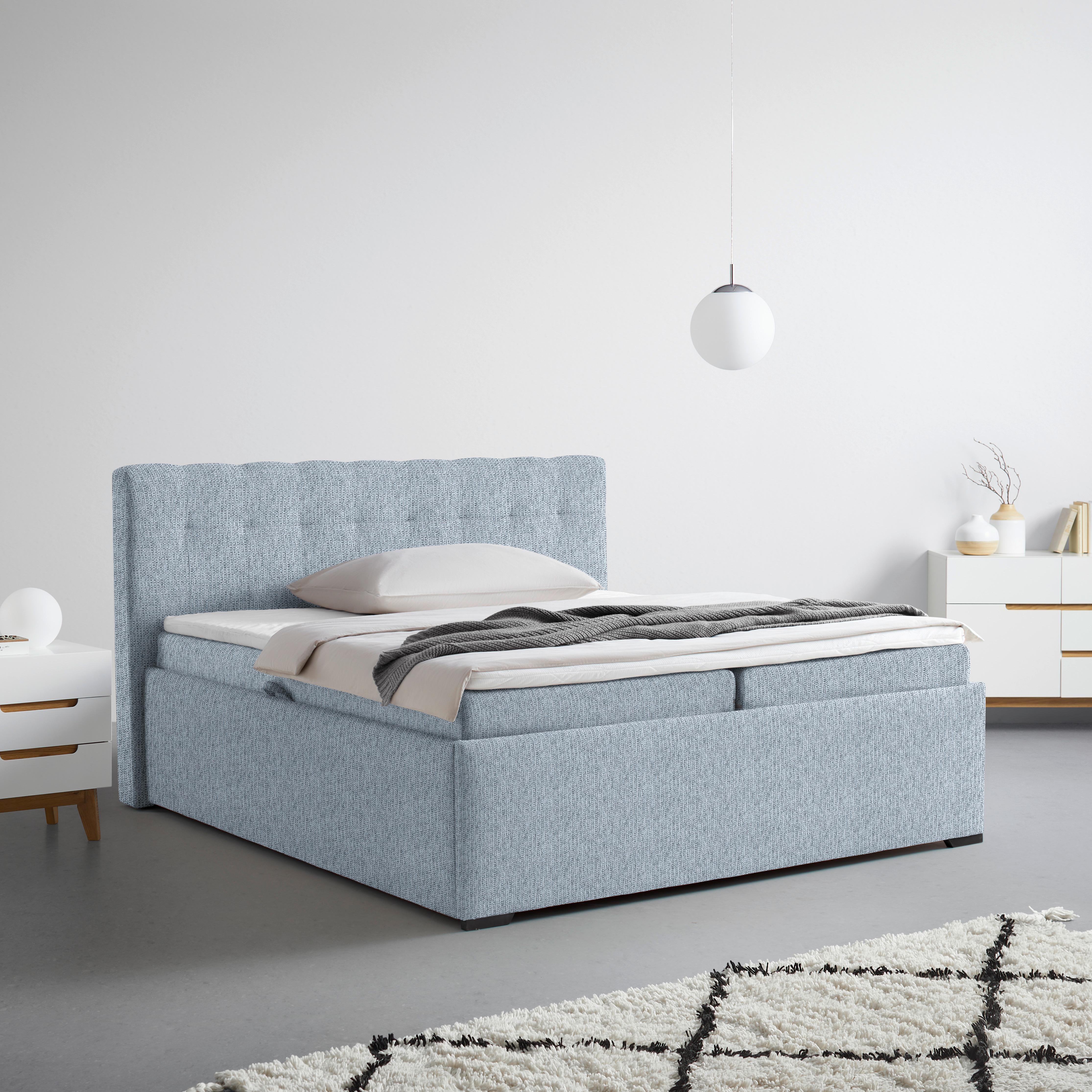 Polsterbett Thor in Graublau ca. 180x200cm - Graublau/Anthrazit, KONVENTIONELL, Holz/Textil (180/200cm) - Mömax