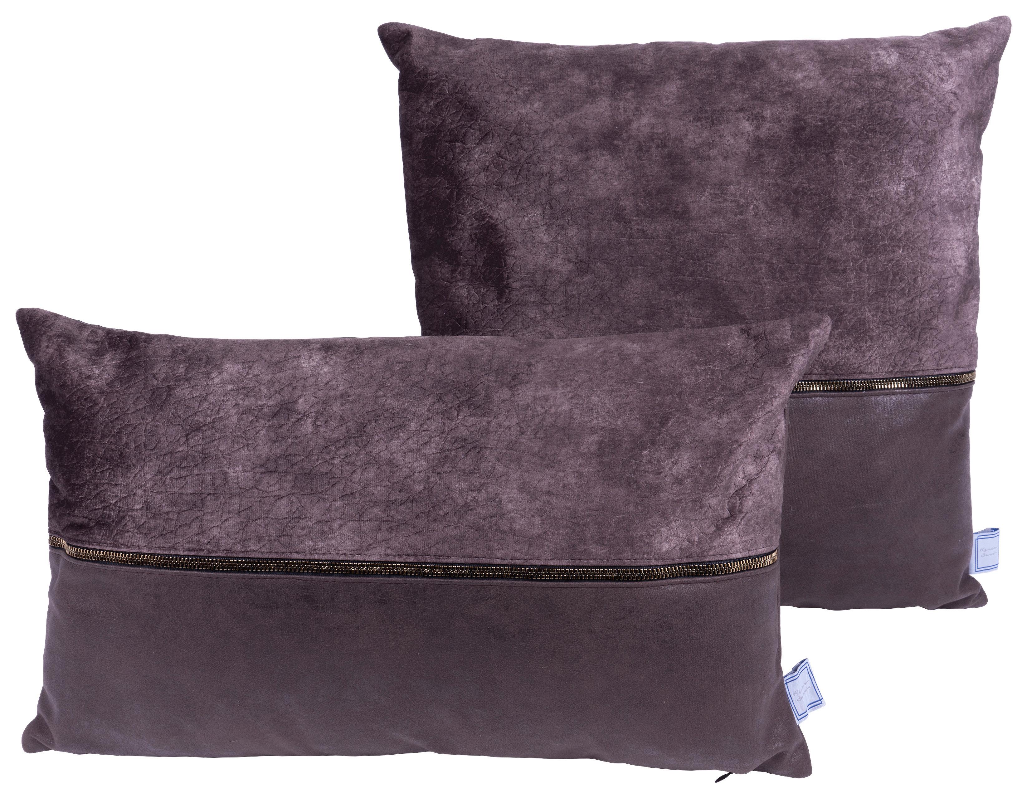 ZESTAW PODUSZEK DEKORACYJNYCH PICCO 125 2-CZĘŚCIOWY - szary/brązowy, Konventionell, tkanina (30x45/50x45cm)