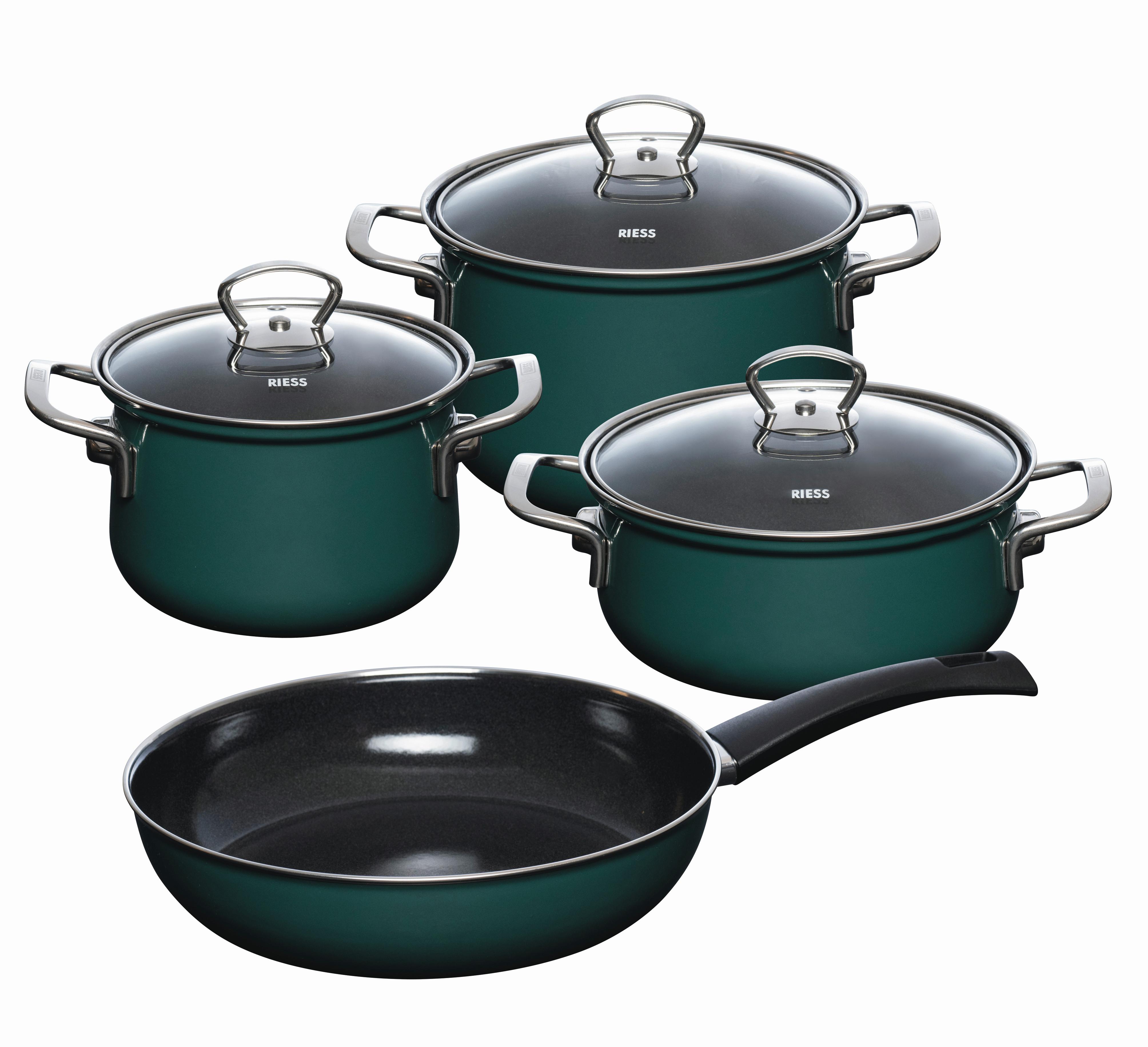 ZESTAW GARNKÓW STARTERSET - ciemnozielony, Basics, metal (48.50/28.50/24cm) - Riess