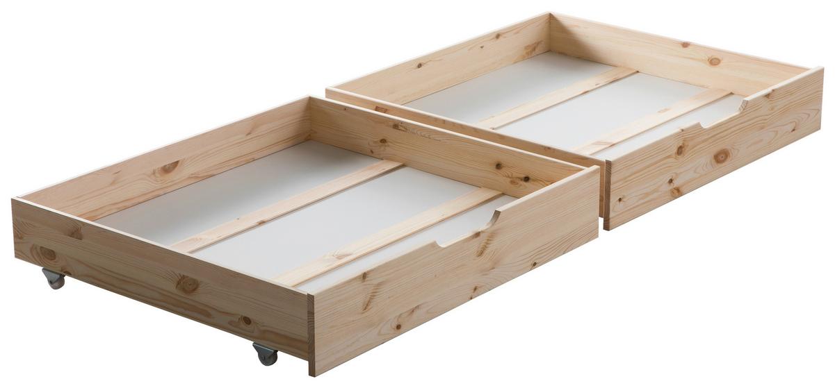 Hausbett KIM Naturfarben Grau ca. 100x200 cm Echtholz - Naturfarben/Grau, MODERN, Holz/Textil (100/200cm) - MID.YOU
