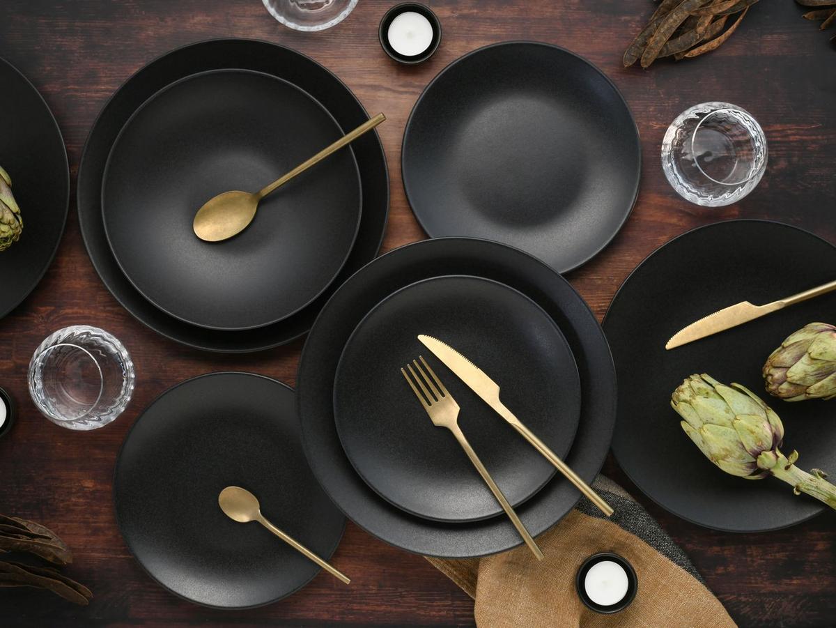 Tafelservice Soft Touch Black in Schwarz 12-teilig - Schwarz, MODERN, Keramik - Creatable