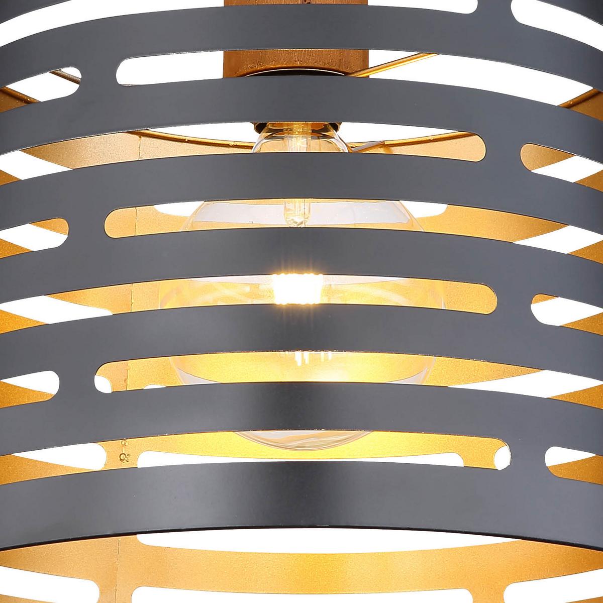 Hängeleuchte Ablona max. 60 Watt - Goldfarben/Schwarz, Natur, Holz/Metall (35/120cm) - Globo