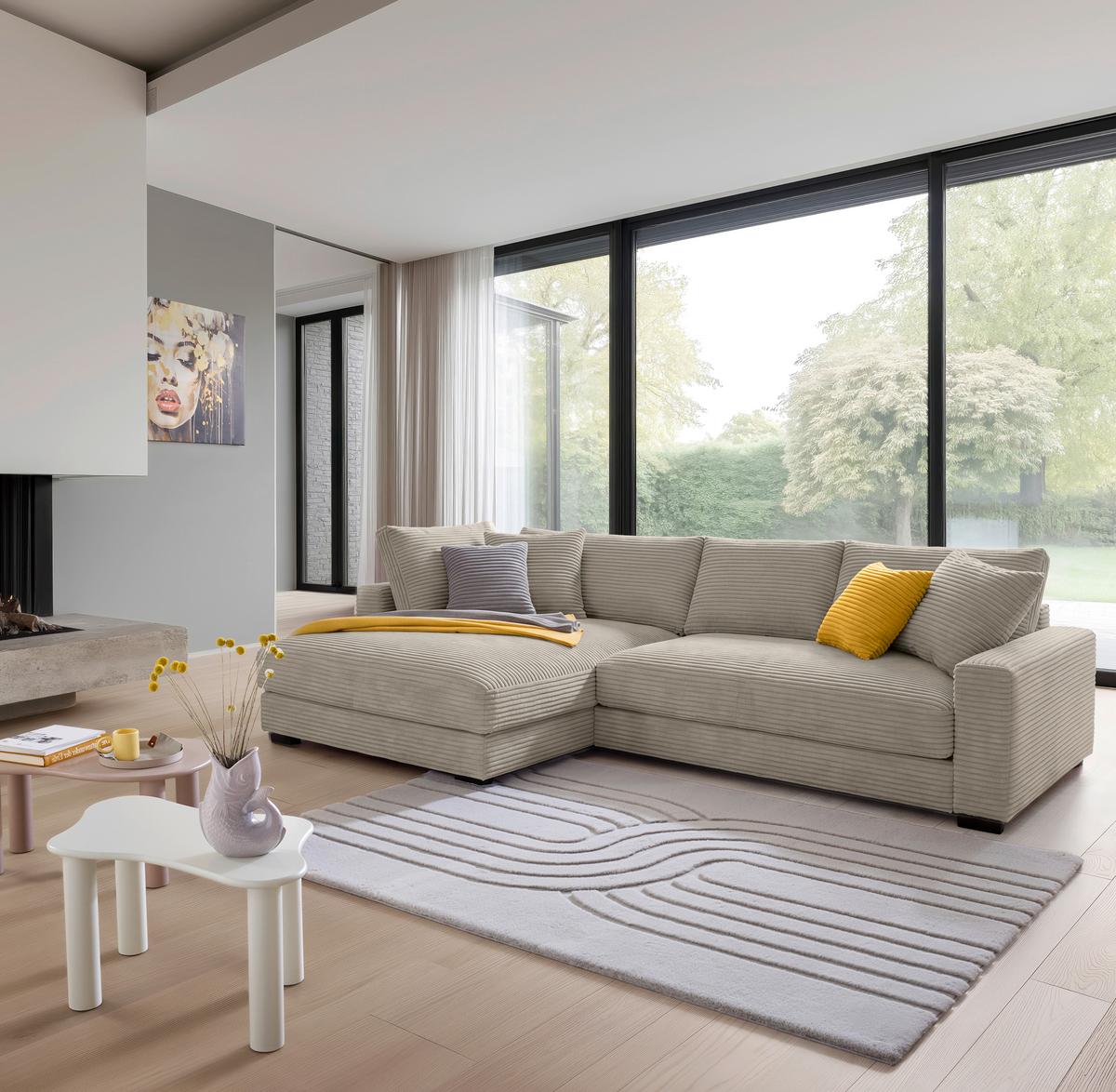 Ecksofa Pedro Taupe - Taupe/Schwarz, MODERN, Kunststoff/Textil (190/300cm) - Mömax