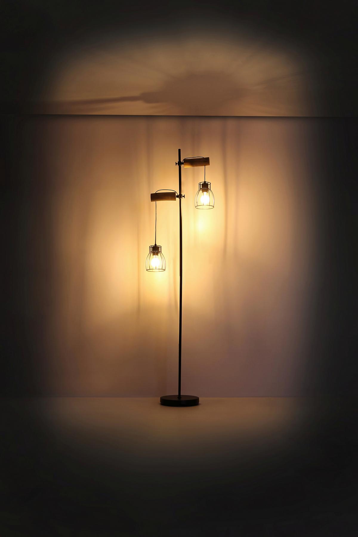 Svjetiljka Podna 15326-2sn Mina - prirodne boje/crna, Design, drvo/metal (47/168cm)