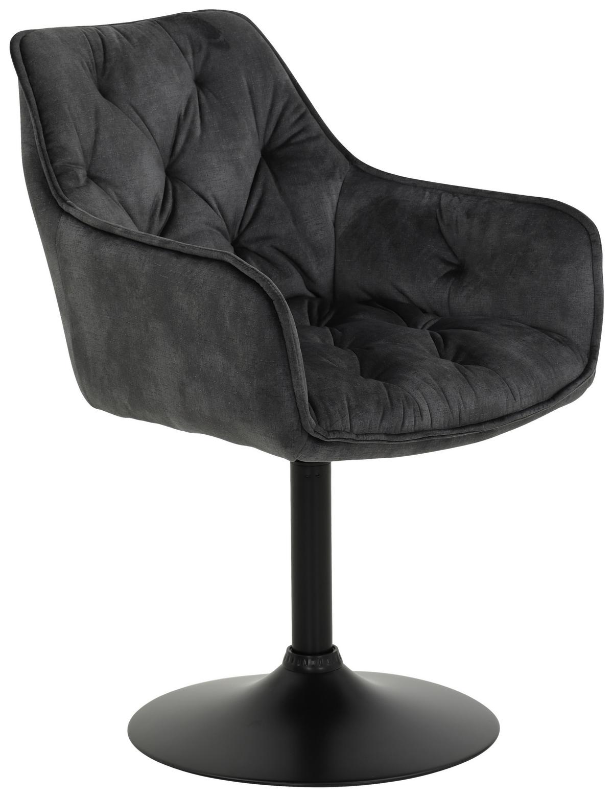 Stuhl-Set gepolstert drehbar 2er-Set - Anthrazit/Schwarz, MODERN, Textil/Metall (49/83/62cm) - MID.YOU