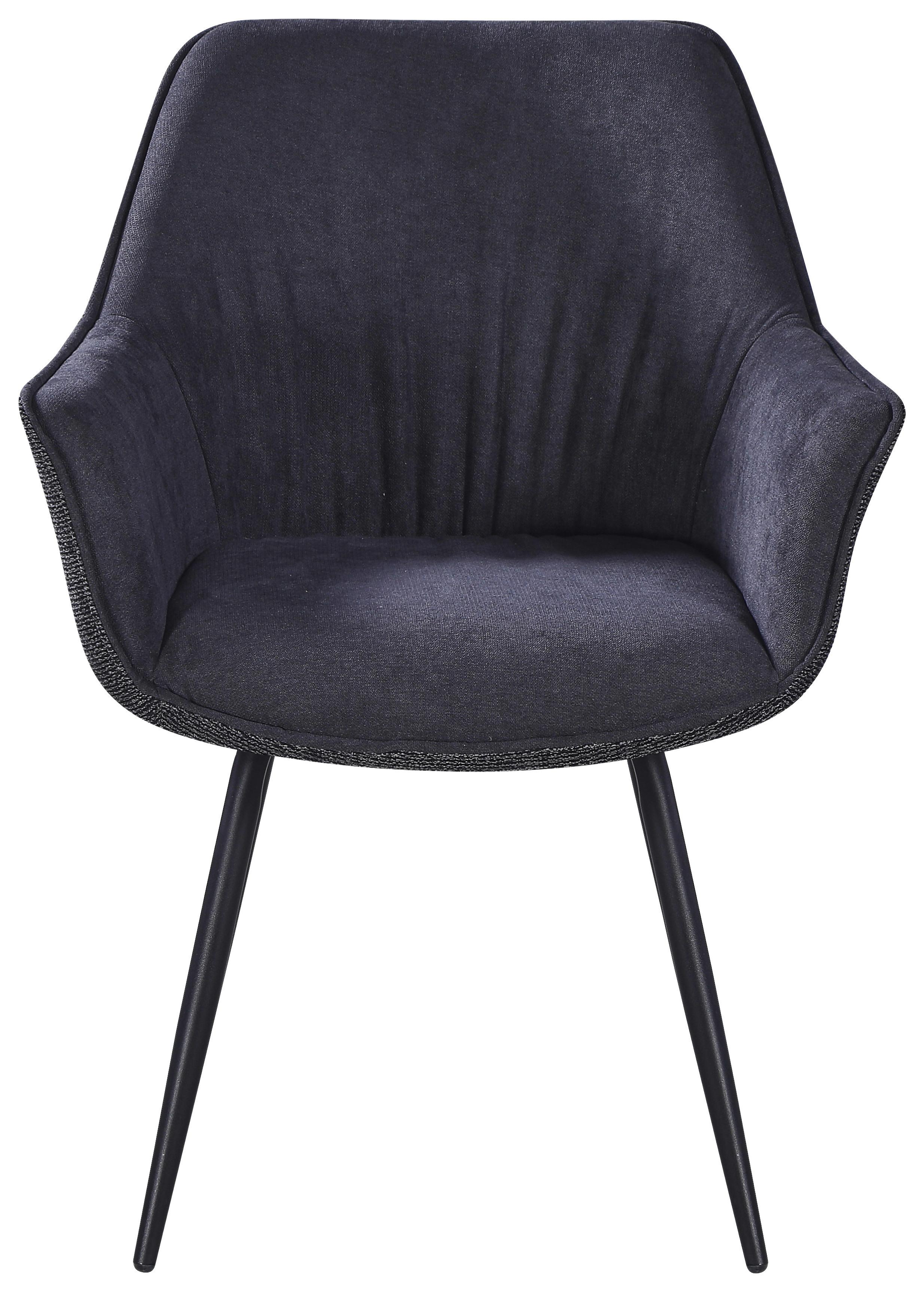 Armlehnstuhl Nova Grau - Schwarz/Grau, MODERN, Textil/Metall (64/85/62cm) - Premium Living