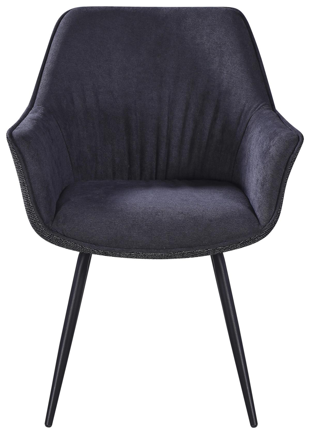 Armlehnstuhl Nova Grau - Schwarz/Grau, MODERN, Textil/Metall (64/85/62cm) - Premium Living