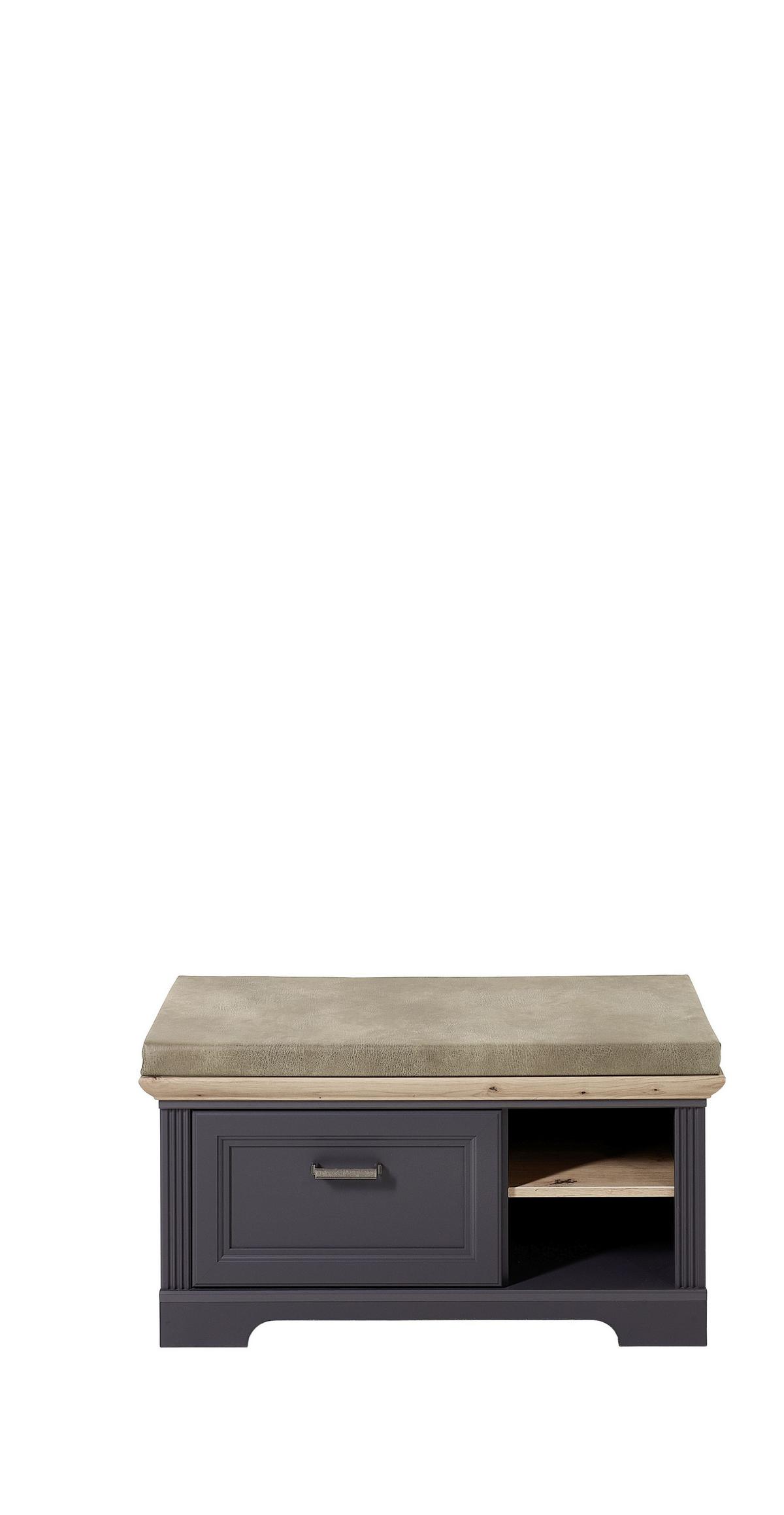Előszobapad Szürke Jasmin - bézs/grafitszürke, Romantik / Landhaus, faalapú anyag/fém (93/49/41cm) - Zandiara