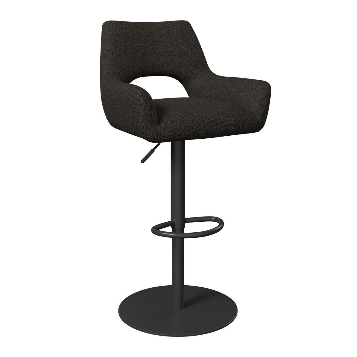 Barhocker Tami Dunkelbraun Struktur Gepolstert - Dunkelbraun/Schwarz, MODERN, Holz/Textil (46/82-102/51cm) - Bessagi Home
