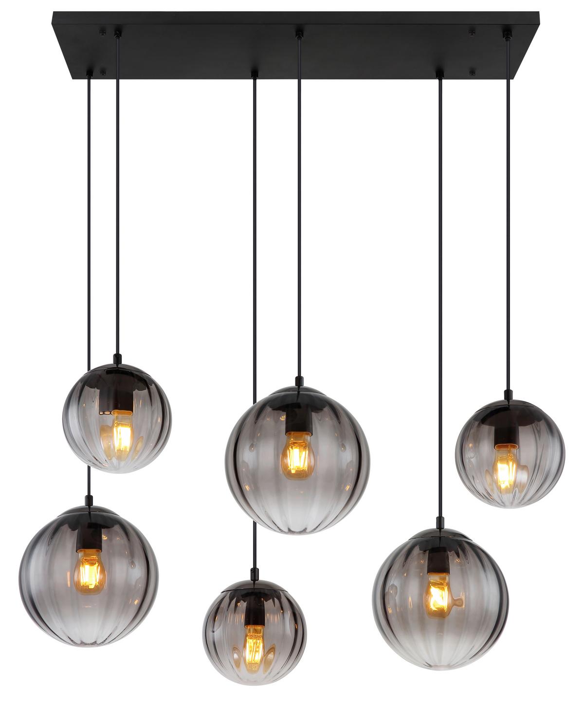 Hängeleuchte Dallerta Rauchfarben max. 60 Watt - Klar/Schwarz, Design, Glas/Kunststoff (93/41/120cm) - Globo