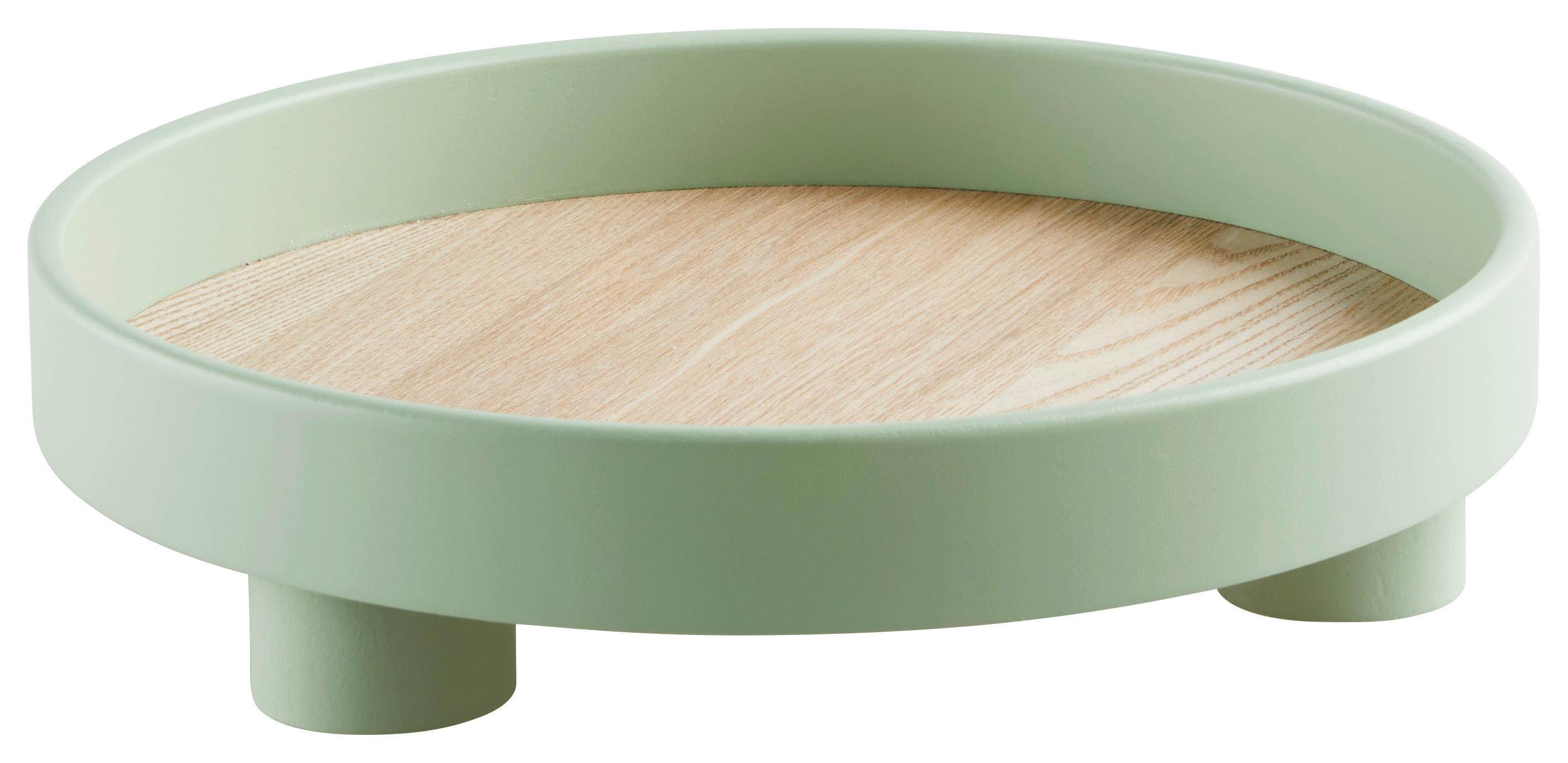 Dekor Tálca Delly - natúr színű/zöld, Basics, faalapú anyag/fa (30/8cm) - Modern Living