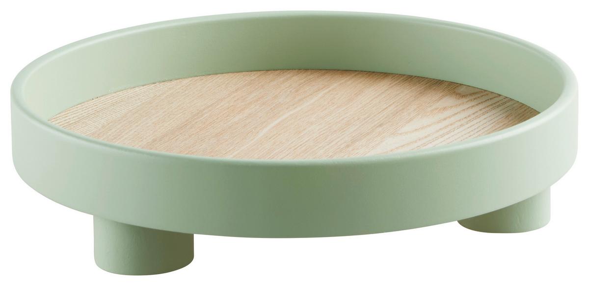 Dekor Tálca Delly - natúr színű/zöld, Basics, faalapú anyag/fa (30/8cm) - Modern Living