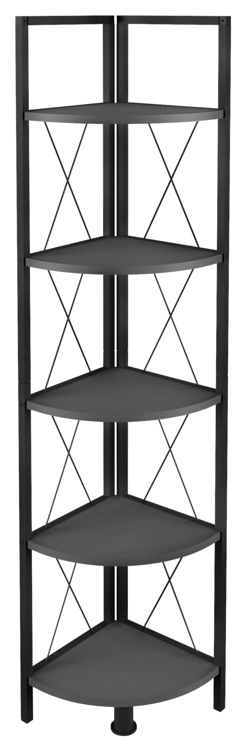 Eckregal INSASI 5 Anthrazit ca. 34x160x34 cm - Anthrazit/Schwarz, Design, Holzwerkstoff/Metall (34/160/34cm) - MID.YOU