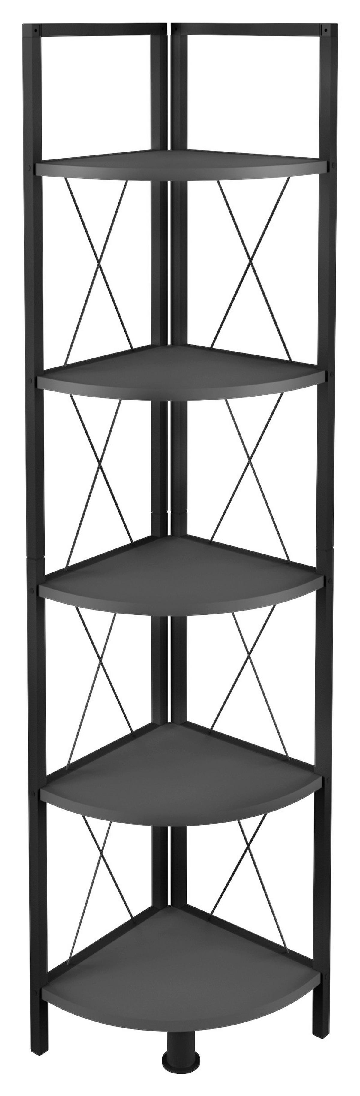 Kotni Regal Insasi 5, Antracit, Črna - črna/antracit, Design, kovina/leseni material (34/160/34cm) - MID.YOU