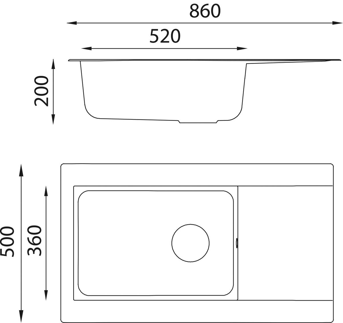 Einbauspüle Denver ca. 86x20x50 cm Grau - Grau, Trend, Glas/Kunststoff (86/20/50cm) - Respekta