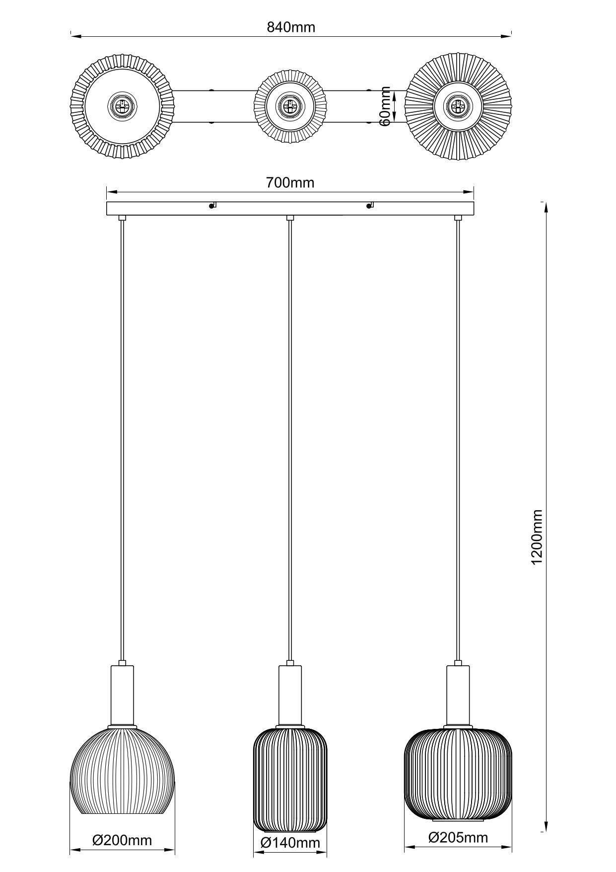 Hängeleuchte Scher Weiß/Schwarz max. 25 Watt - Goldfarben/Schwarz, MODERN, Glas/Metall (84/20.5/120cm) - Mömax