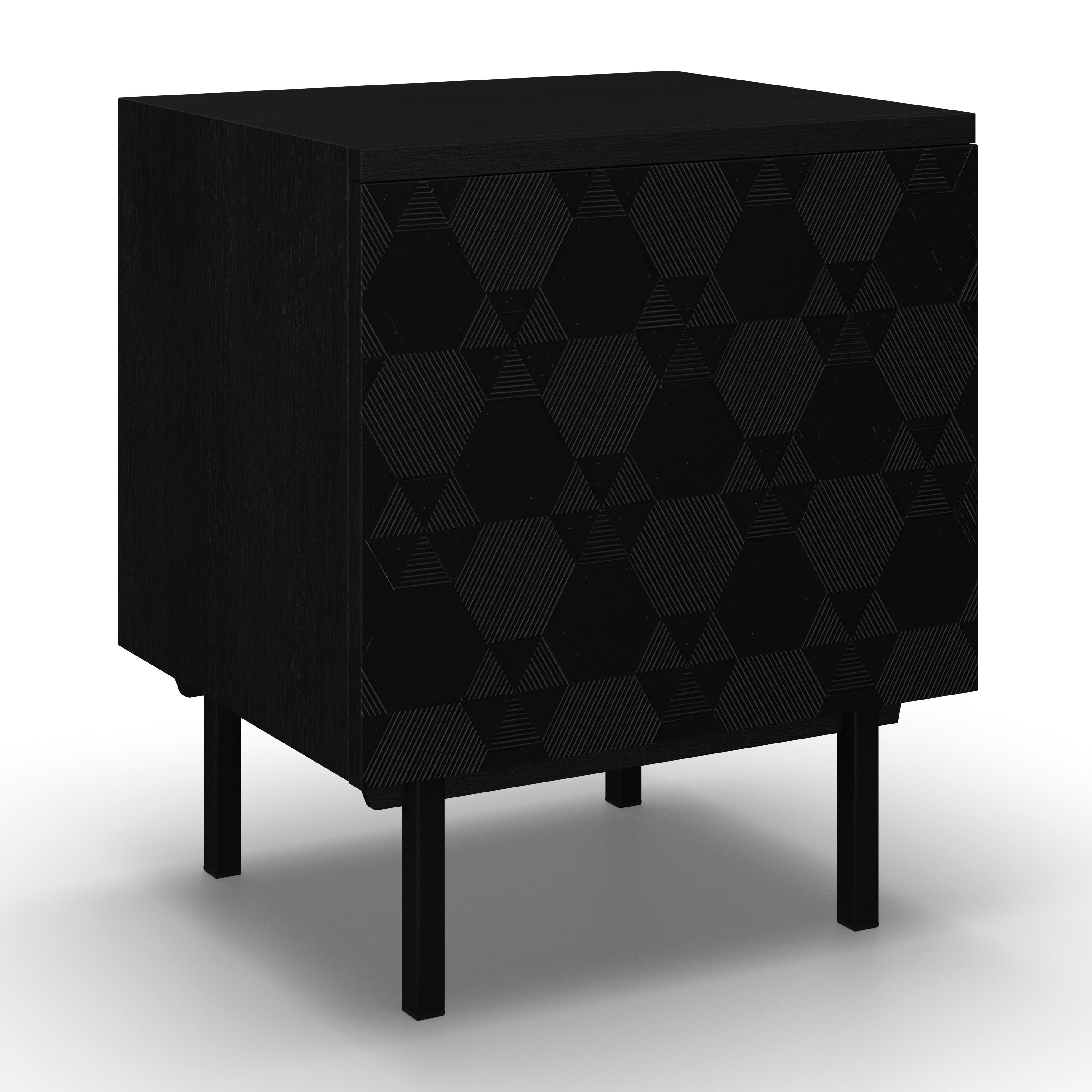 Nachtkästchen Roma Schwarz MDF - Schwarz, MODERN, Holz/Metall (48/56/38cm) - Bessagi Home