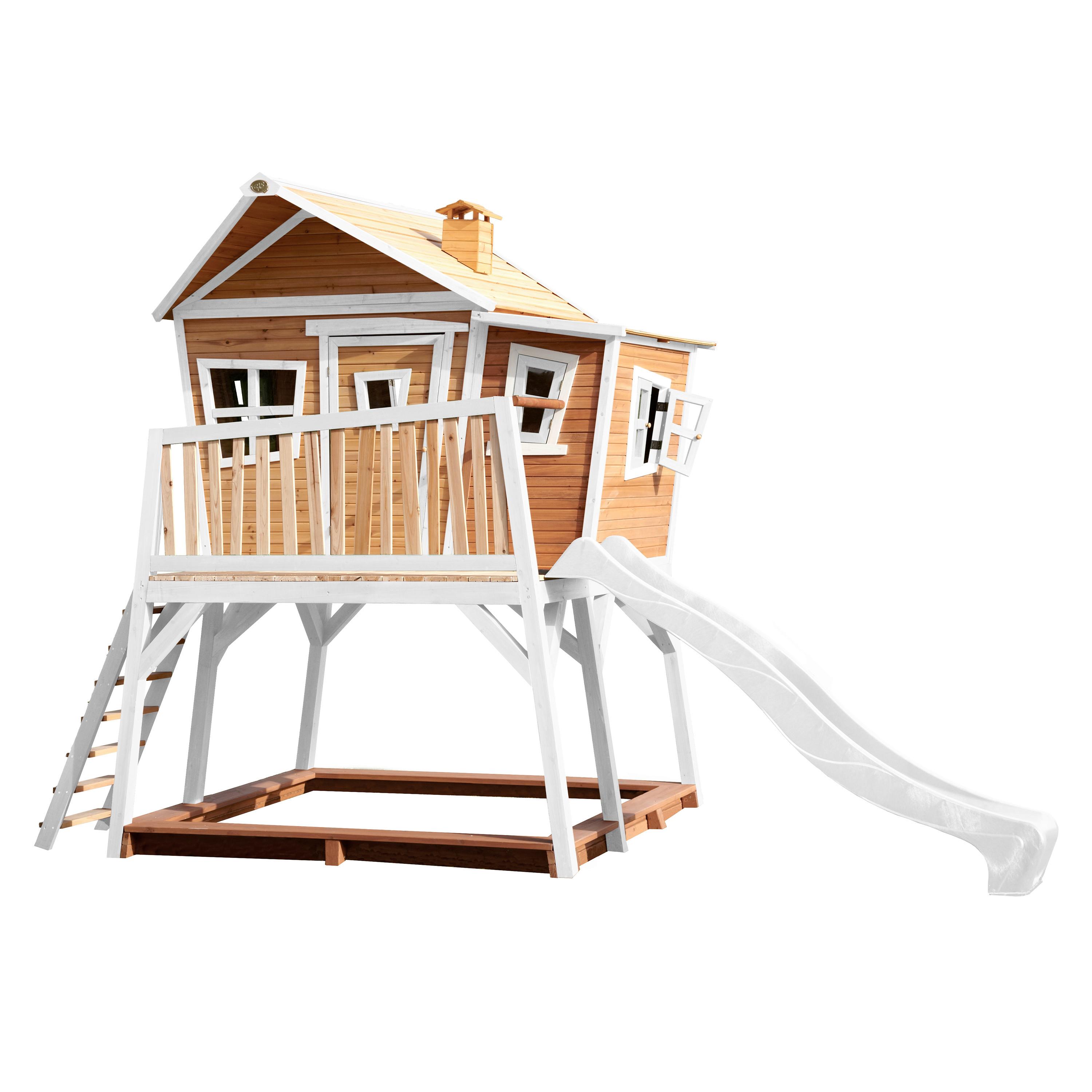 Spielhaus Axi Max aus Zedernholz massiv - Weiß/Braun, Basics, Holz/Kunststoff (432/288/193cm)