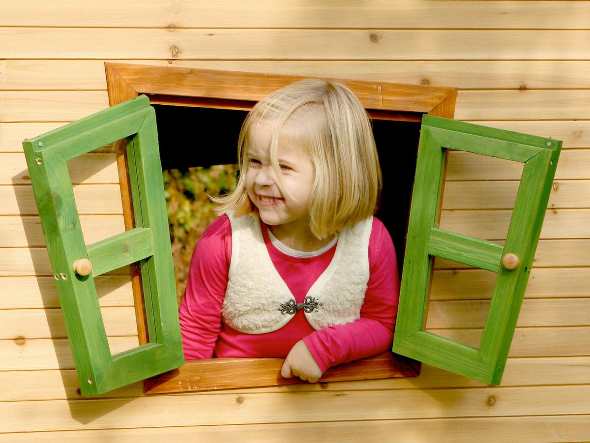 Spielhaus Lisa aus Zedernholz - Braun/Weiß, Basics, Holz (220/174/193cm) - Ambia Garden