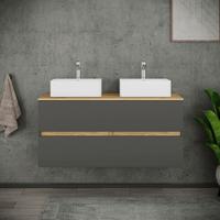 Badezimmer Cosila - Honigeiche/Weiss, Trend, Keramik/Holzwerkstoff (111cm) - MID.YOU