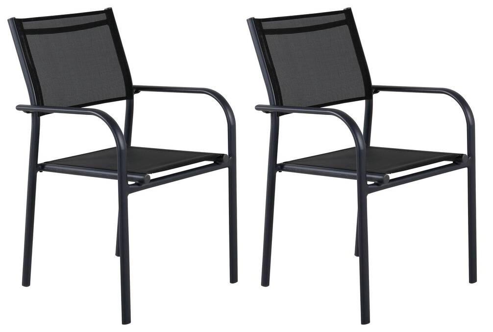 Stapelsessel 2er-Set Santorini ca. 56x90x55 cm Schwarz - Schwarz, KONVENTIONELL, Metall (56/90/55cm) - Gardenson