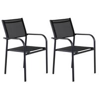 Stapelsessel 2er-Set Santorini ca. 56x90x55 cm Schwarz - Schwarz, KONVENTIONELL, Metall (56/90/55cm) - Gardenson