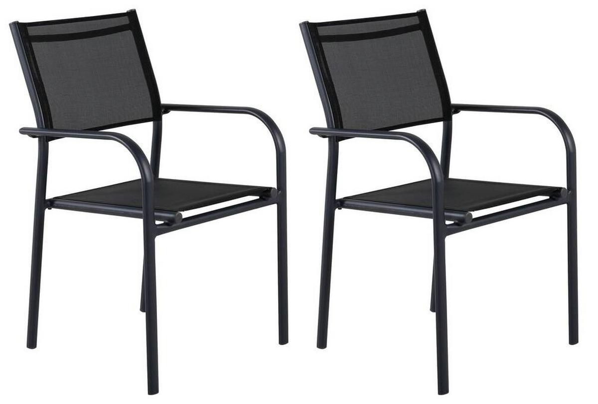 Stapelsessel 2er-Set Santorini ca. 56x90x55 cm Schwarz - Schwarz, KONVENTIONELL, Metall (56/90/55cm) - Gardenson