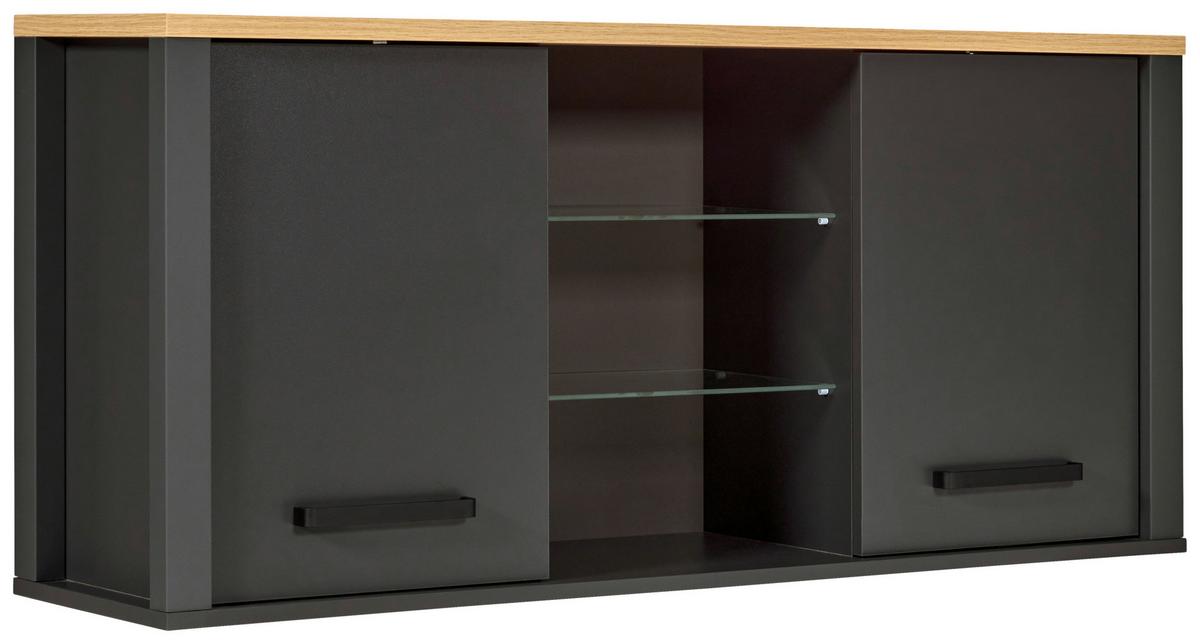 Hängeschrank Venet, Anthrazit/Artisan Eiche - Anthrazit/Schwarz, ROMANTIK / LANDHAUS, Glas/Holzwerkstoff (130,3/57,5/33cm) - Mömax