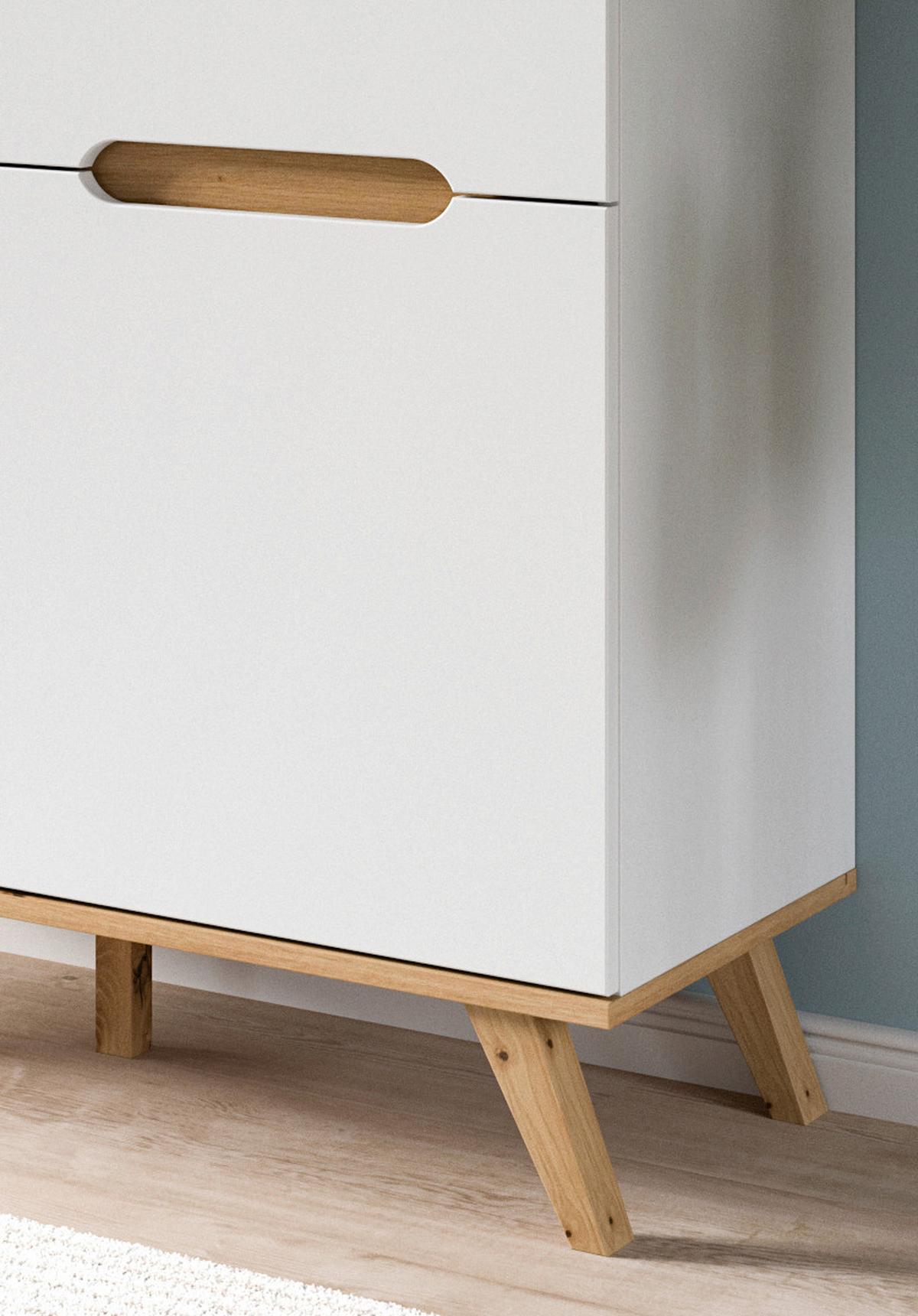 Komoda Stockholm - bijela/boje hrasta, Design, drvni materijal (100/118/40cm) - Modern Living