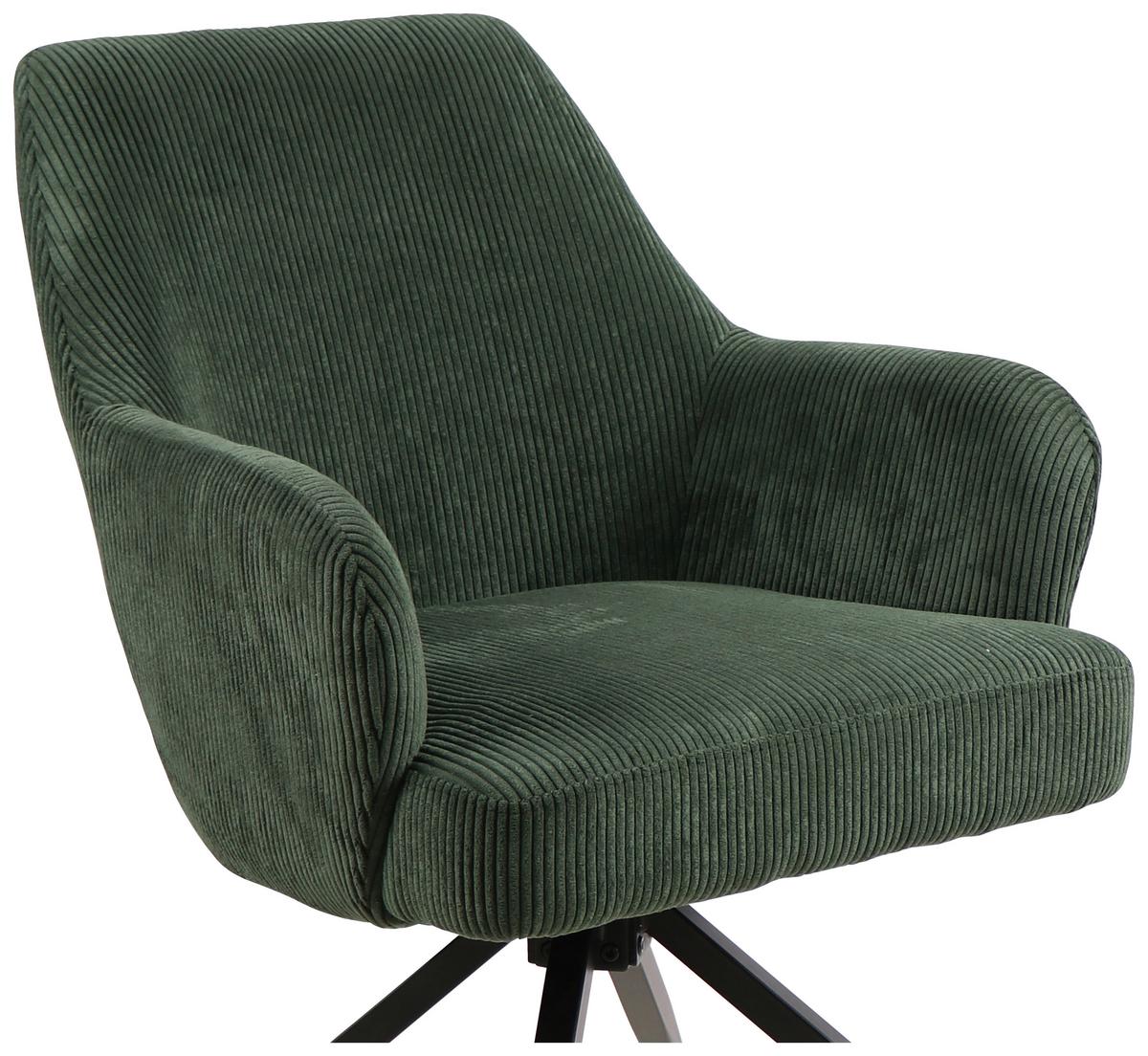 KRZESŁO Z PODŁOKIETNIKAMI JEANETTE - zielony/czarny, Modern, metal/drewno (57/86/65cm) - MID.YOU