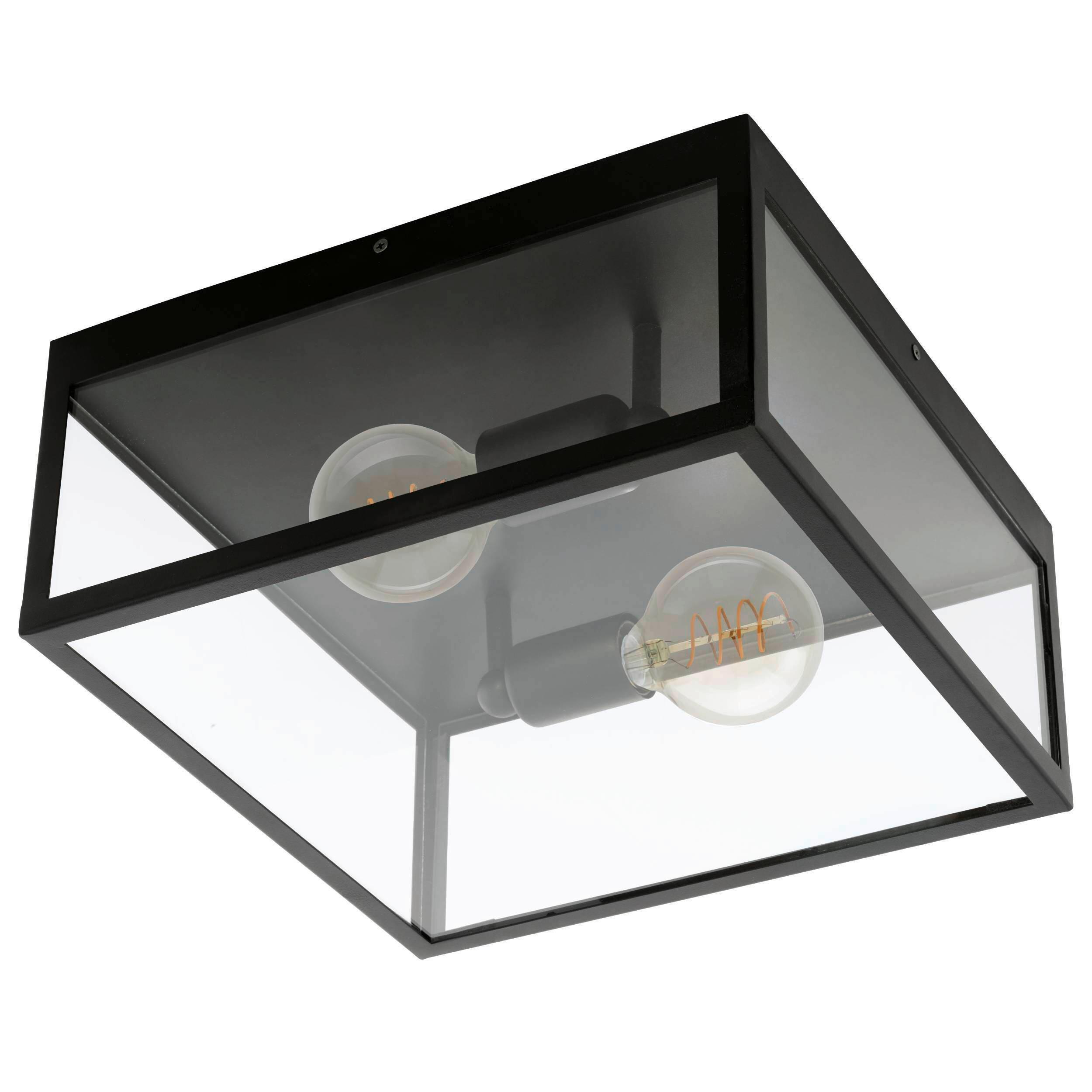 Deckenleuchte 49392 Charterhouse - Klar/Schwarz, Design, Glas/Metall (36/36/16cm) - Eglo