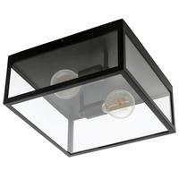 Deckenleuchte 49392 Charterhouse - Klar/Schwarz, Design, Glas/Metall (36/36/16cm) - Eglo