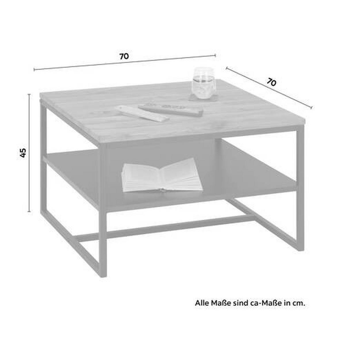 Couchtisch Dallas II Schwarz/ Wildeiche massiv - Eichefarben/Schwarz, LIFESTYLE, Holz/Holzwerkstoff (70/70/45cm) - Based