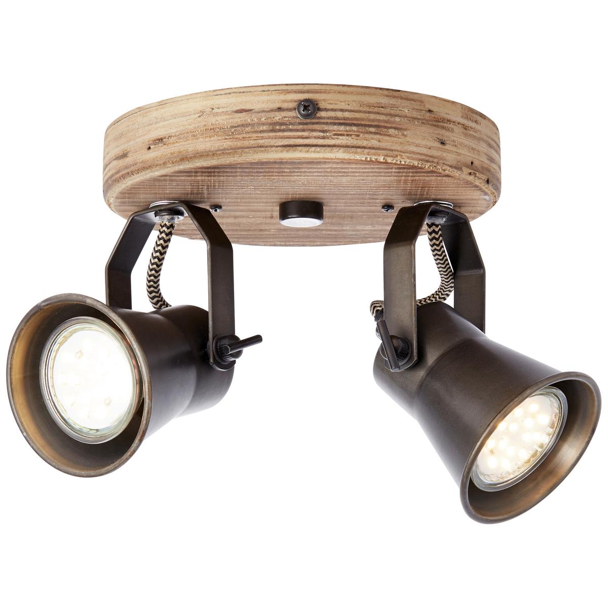 Deckenleuchte Seed in Schwarz max. 5 Watt - Schwarz, Natur, Holz/Metall (16/13/23cm) - Brilliant