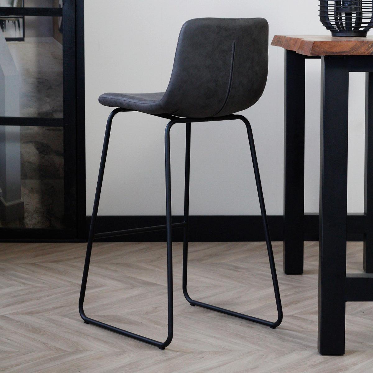Barhocker-Set Byron Lederoptik ca. 48x102 cm 2er-Set Schwarz - Anthrazit/Schwarz, LIFESTYLE, Kunststoff/Metall (48/102/54cm) - MID.YOU