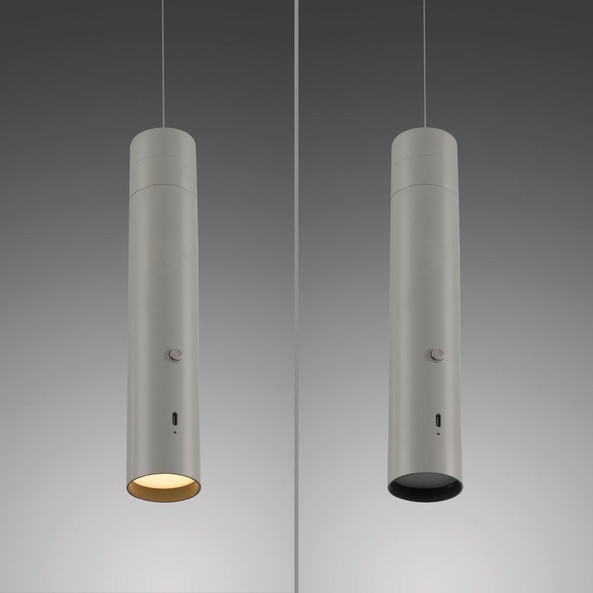 LAMPA WISZĄCA LED 18281-40 ATTACH - greige, Design, tworzywo sztuczne/metal (4/4/200cm)