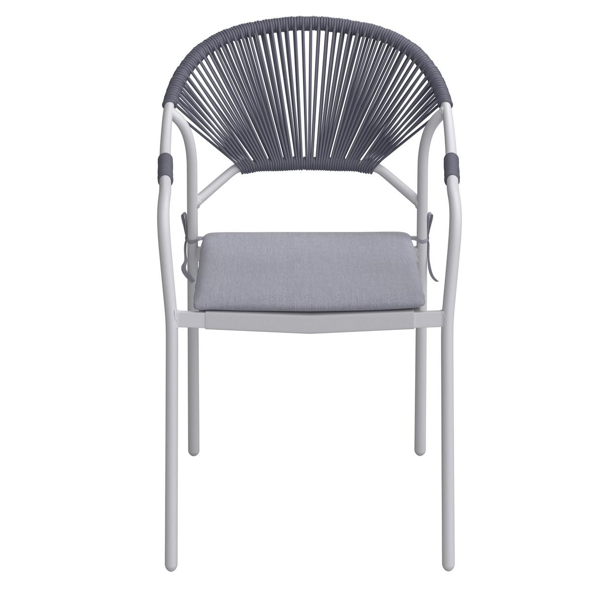 Gartengarnitur Carina Weiß/ Grau Metall/Polywood/Textilene - Dunkelgrau/Hellgrau, MODERN, Kunststoff/Textil (150/90/73cm) - Bessagi Garden