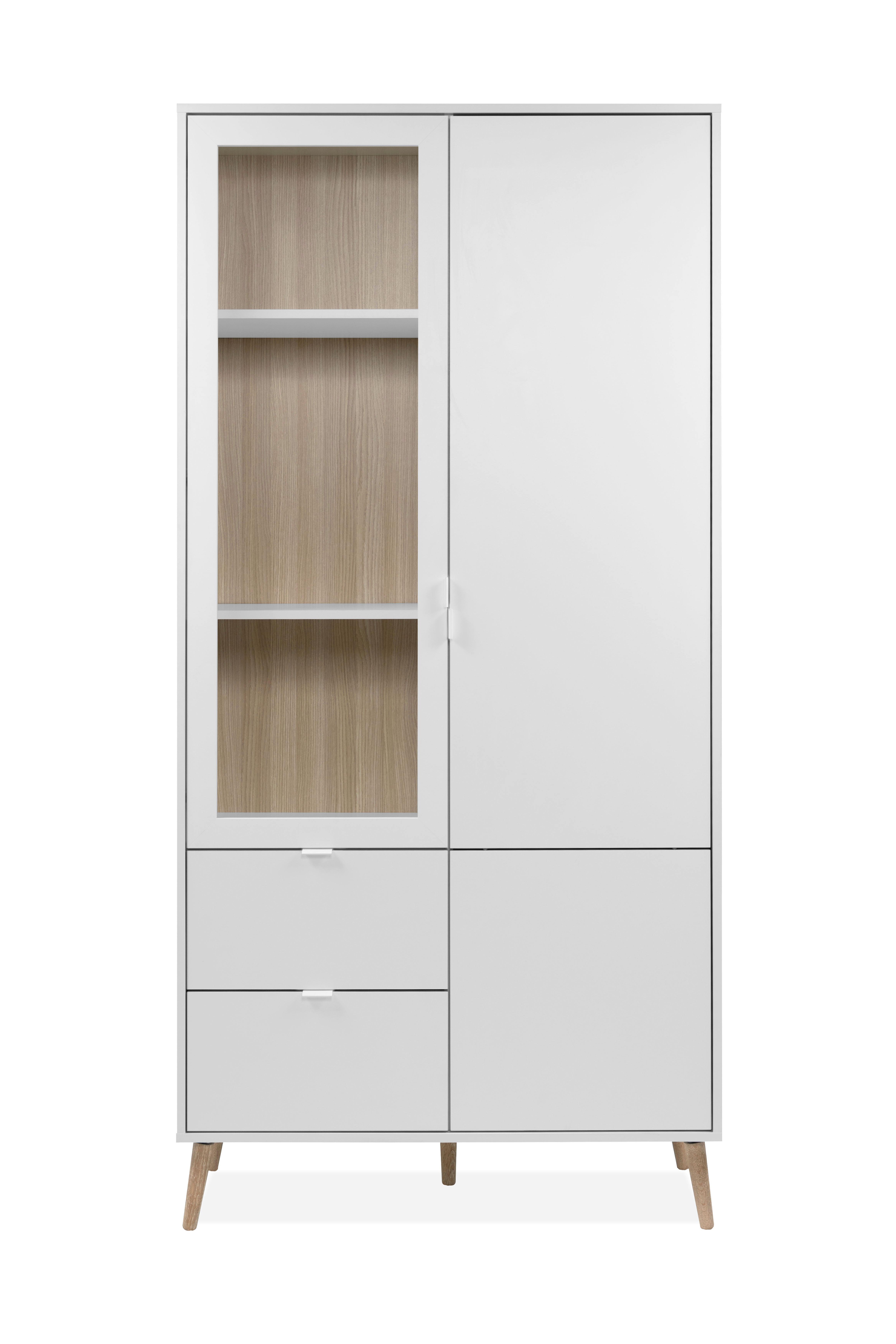 WITRYNA SOMA 52A VITRINE - kolor dębowy/biały, Design, materiał drewnopochodny/tworzywo sztuczne (92/190/40cm) - MID.YOU