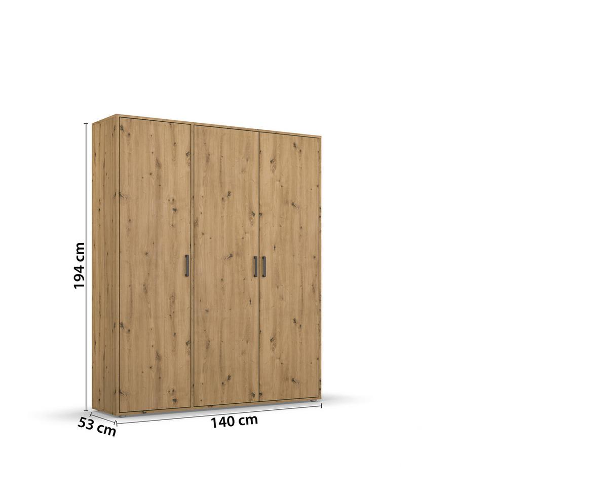 DULAP  USI ROTATIVE VOYAGER - stejar Artisan, Modern, material pe bază de lemn (140/194/53cm) - Modern Living