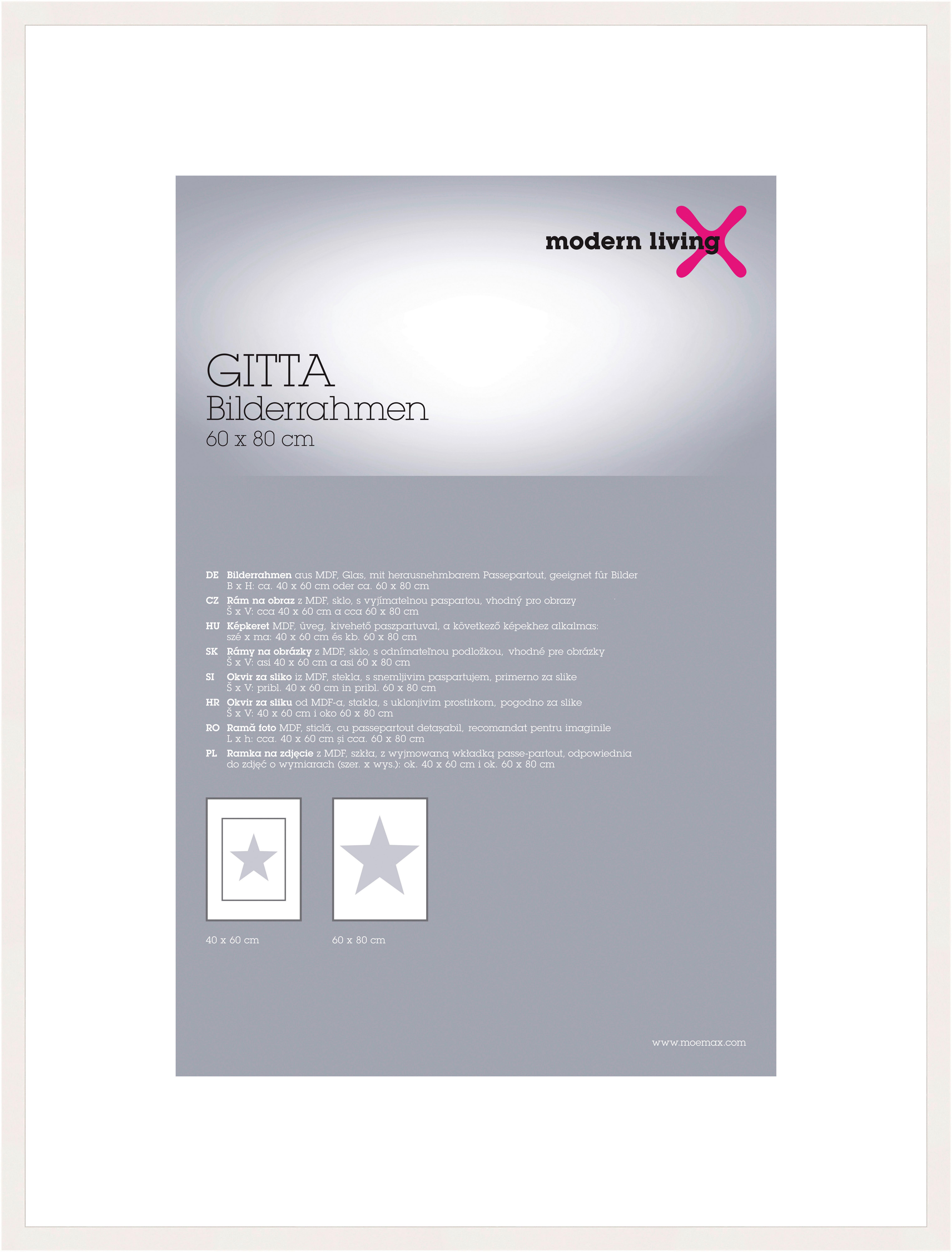 Rahmen Gitta in Weiß ca. 60x80cm - Weiß, MODERN, Holzwerkstoff/Kunststoff (60/80cm) - Modern Living