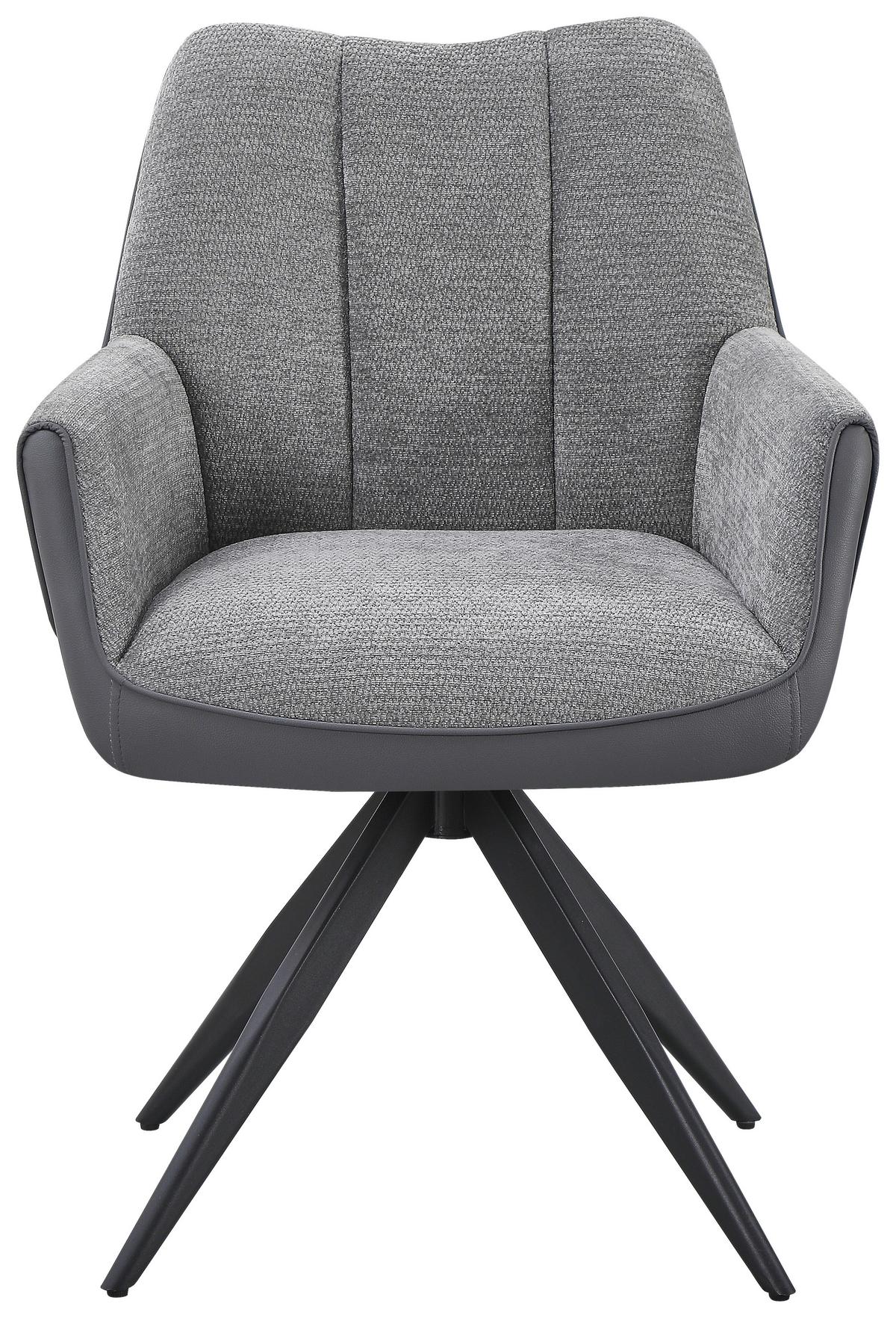 Naslanjač Caro, Siva - siva/črna, Trend, kovina/tekstil (66/87/62cm)