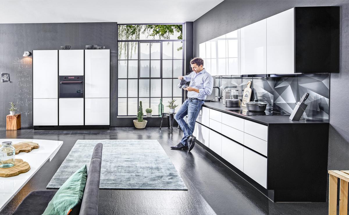 Einbauküche Focus Line N Alpinweiß - Weiß, MODERN (273/123cm) - Nobilia