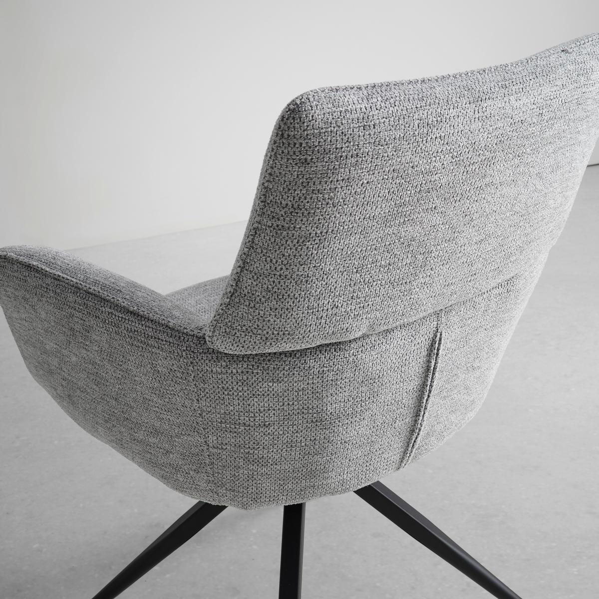 Armlehnstuhl Paolo Grau Webstoff Drehbar Gepolstert - Schwarz/Grau, MODERN, Holz/Textil (57/89/62cm) - Bessagi Home