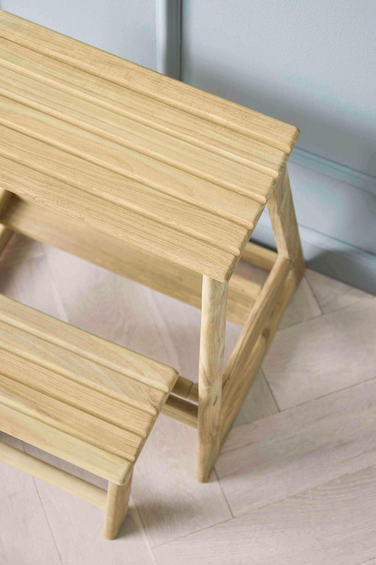 Tritthocker Skala Teak - Teakfarben, Natur, Holz (45,5/49/38,5cm) - Gardenson