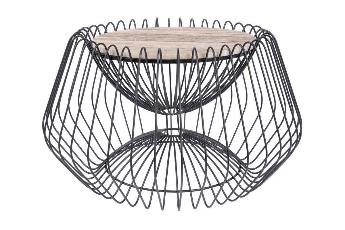 BEISTELLTISCH CDNNE-BRW - Schwarz/Braun, Basics, Stein/Metall (60/60/35cm) - Kayoom