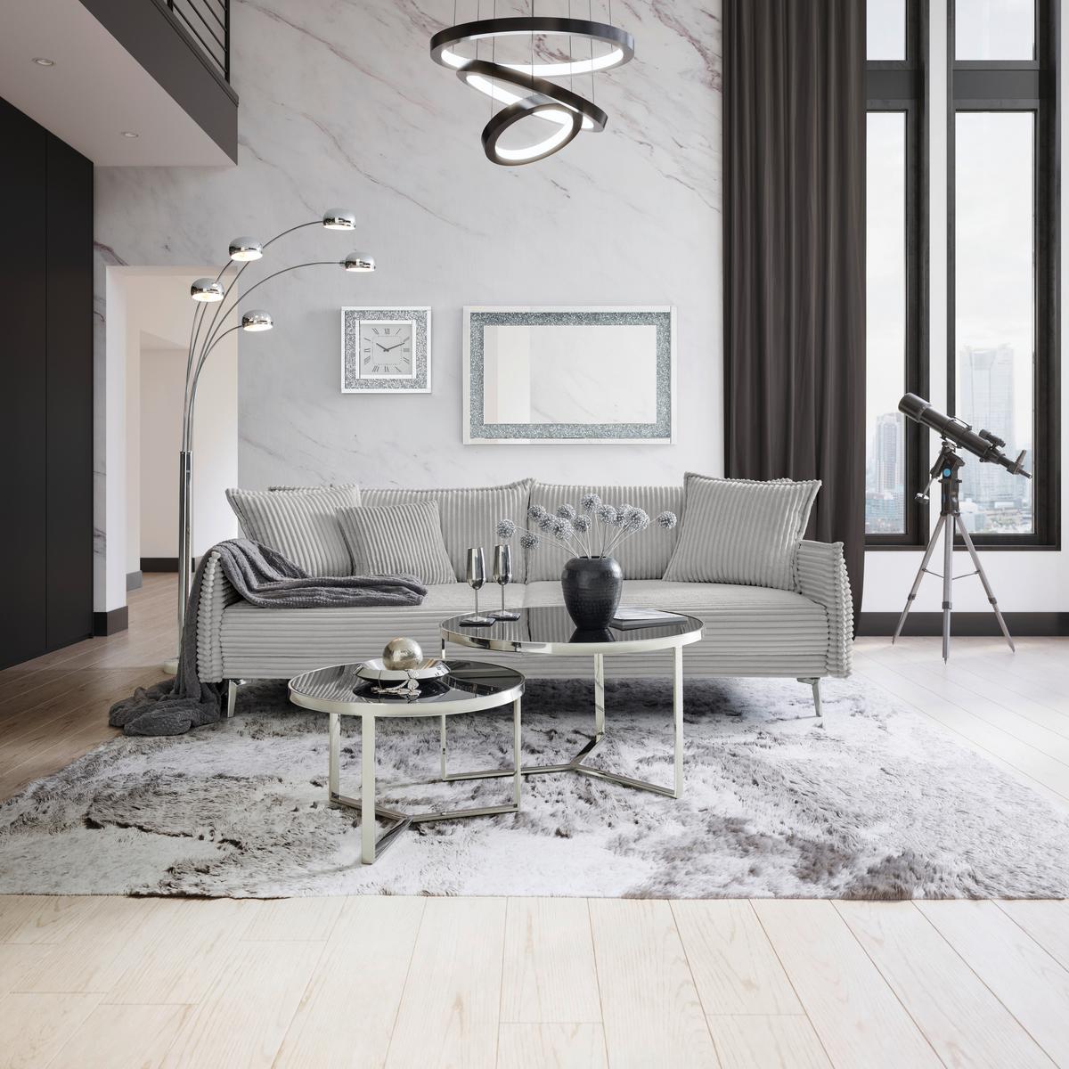 Mega Sofa Kiss - svijetlo siva/boje kroma, Moderno, drvo/metal (241/90/117cm) - Mömax