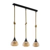 Hängeleuchte 43192 Rampside - Bernsteinfarben/Schwarz, Natur, Glas/Metall (89,5/19,5/123cm) - Eglo