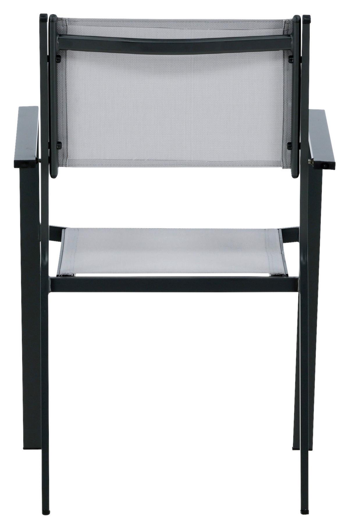 Stapelsessel-2er Set Copacabana Grau/Schwarz - Schwarz/Grau, KONVENTIONELL, Textil/Metall (56,5/88/61cm) - Gardenson