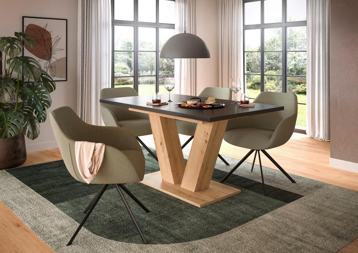 Ausziehtisch Marlon Grau ca. 150-190x90x76 cm - Eiche Artisan/Grau, Trend, Holzwerkstoff (150-190/90/76cm)